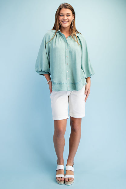 Ric-Rac Button Down Blouse