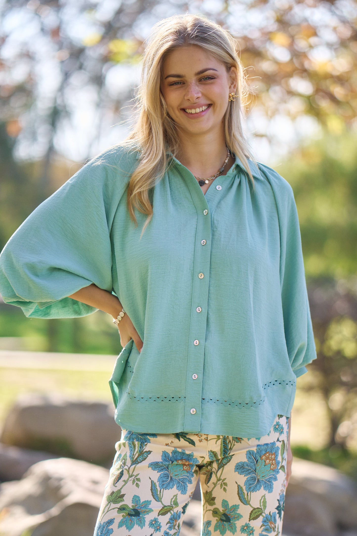Ric-Rac Button Down Blouse