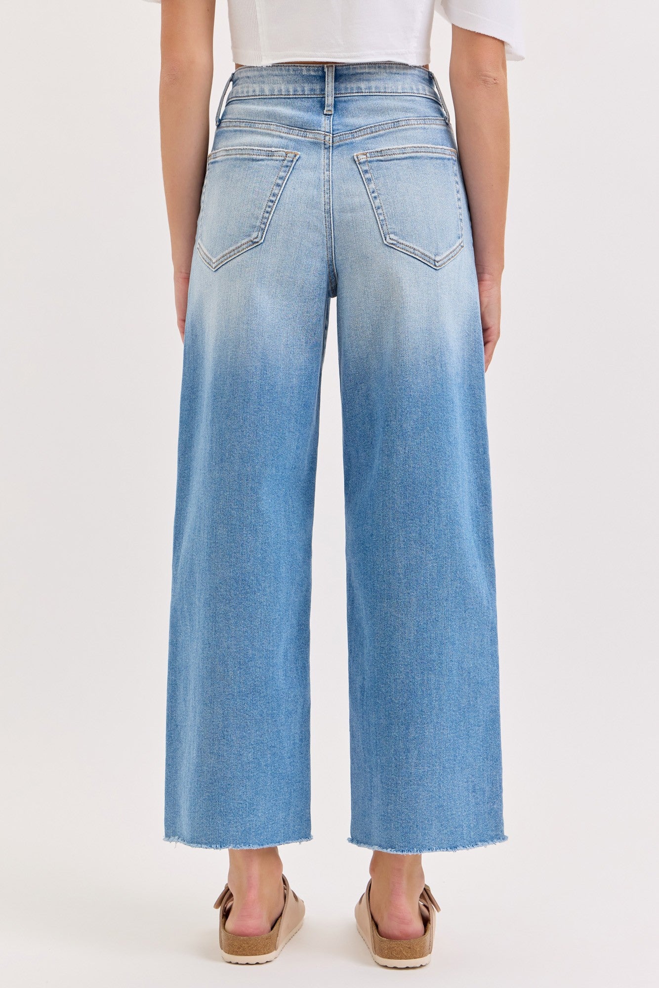 High Rise Crop Wide Leg with Raw Hem