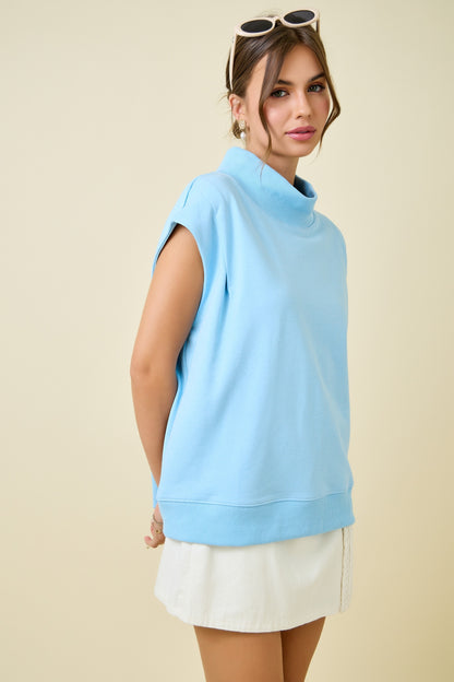 Sleeveless Mock Neck Sweatshirt