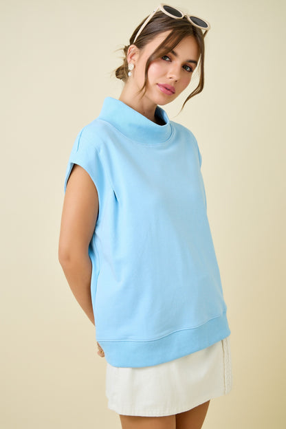 Sleeveless Mock Neck Sweatshirt