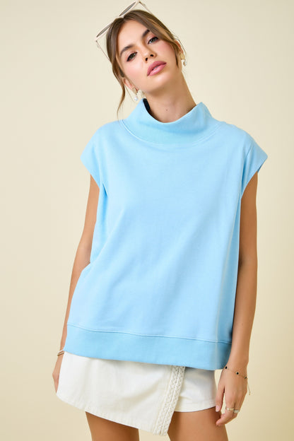 Sleeveless Mock Neck Sweatshirt