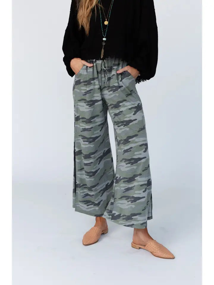 Casual Wanderer Wide Leg Slit Pants