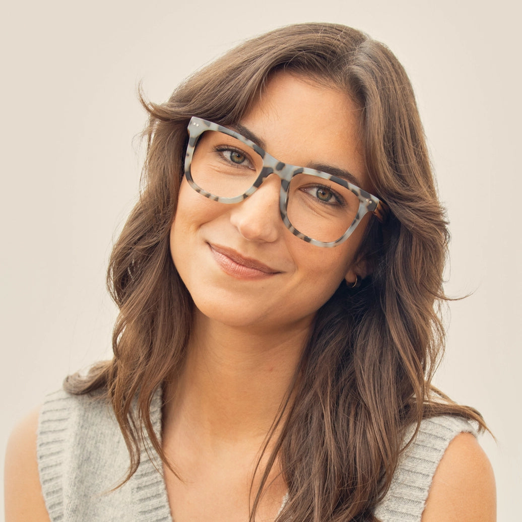 Alden - Slate Blue Tort / Zebra Wood /Blue Light