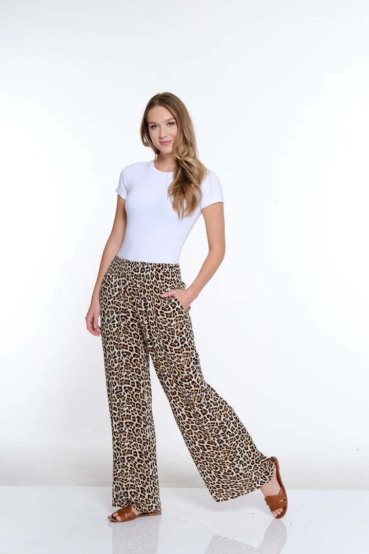 Shirred Waist Wide Leg Pant