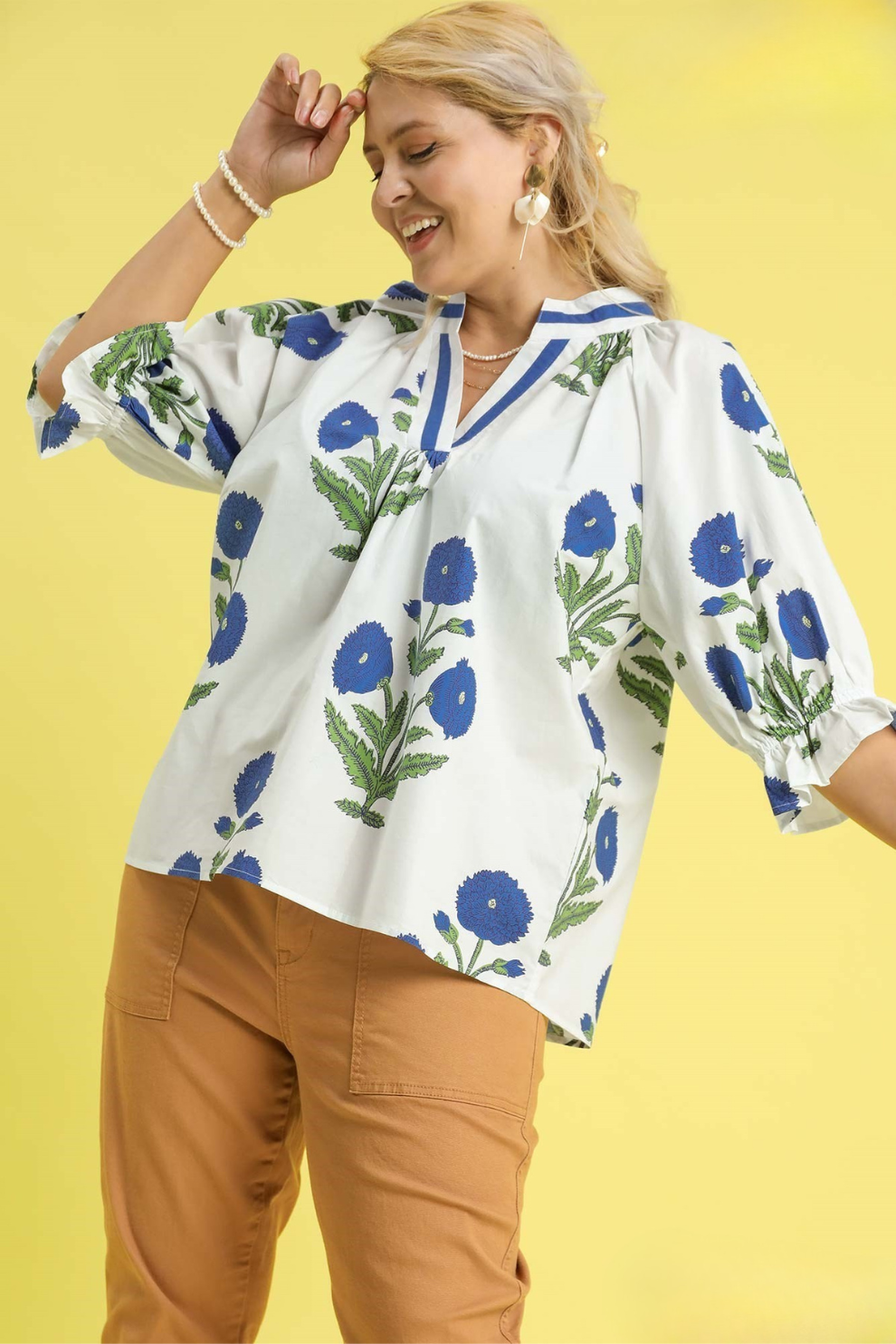 Poplin Puff Sleeve Blouse