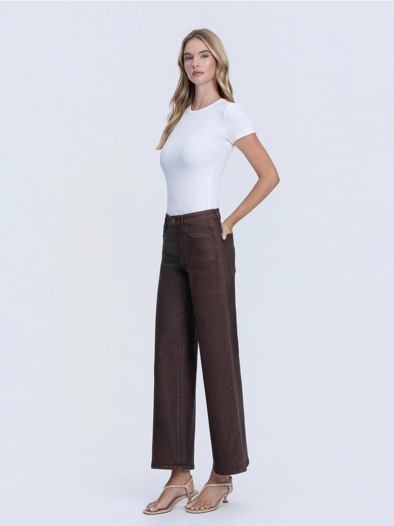 High Rise Chicory Coffee Wide Leg