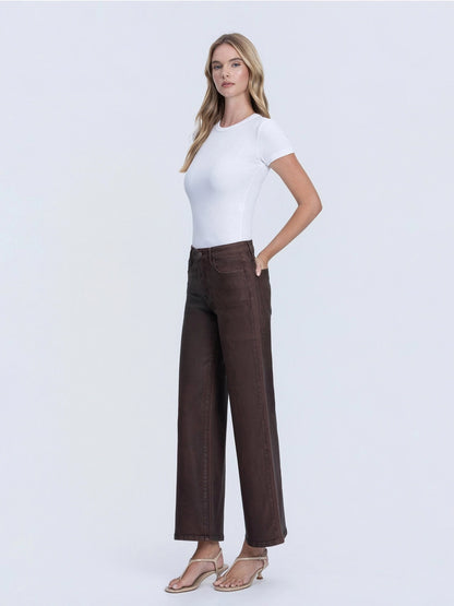High Rise Chicory Coffee Wide Leg