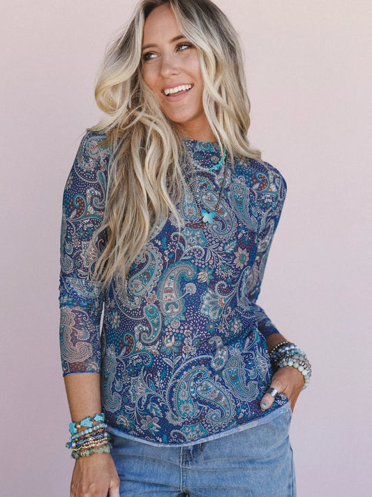 Sapphire Sky Paisley Top