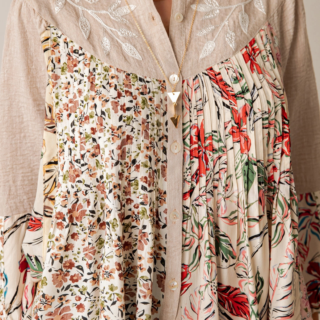 Floral Button-Down Boho Tunic