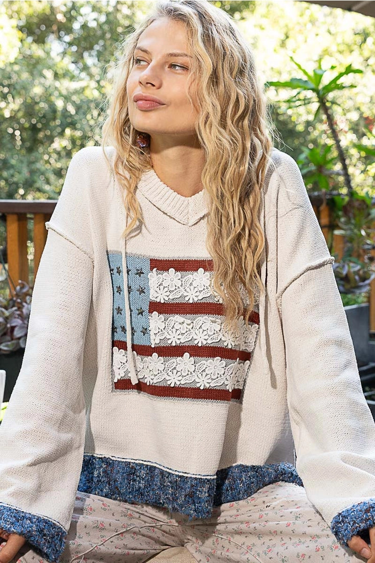 American Flag Solid Sweater