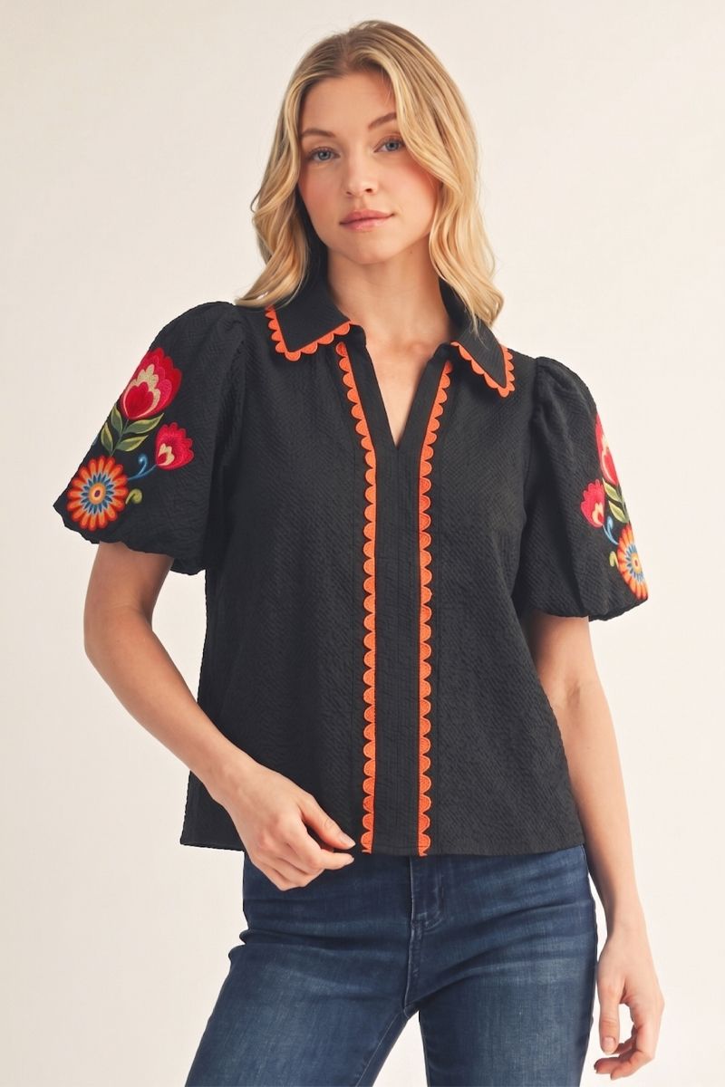 Scallop Floral Blouse