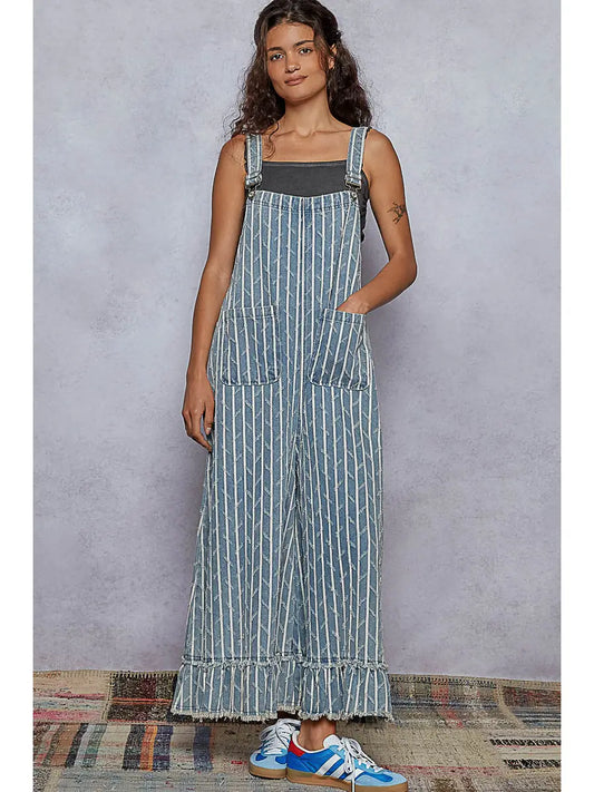 Embroidered Twill Overalls