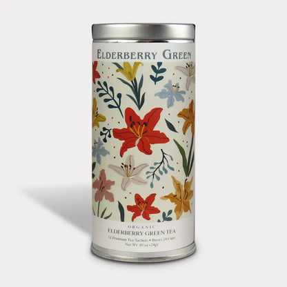 Fluer Nuevo Elderberry Green Tea Sachets - Tall Tin