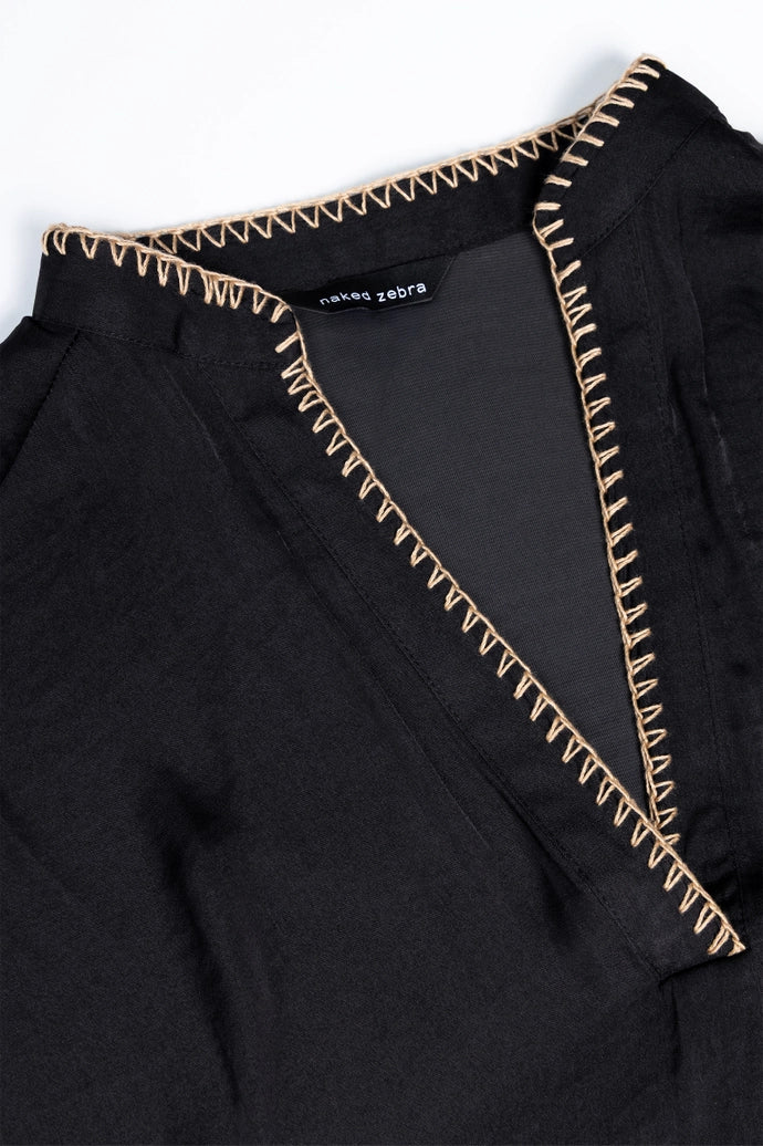 Whipstitch Drop Shoulder Blouse