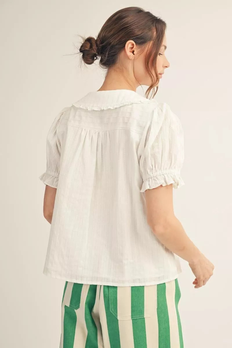 Cotton Peter Pan Ruffle Top