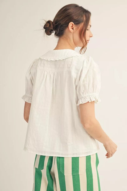 Cotton Peter Pan Ruffle Top