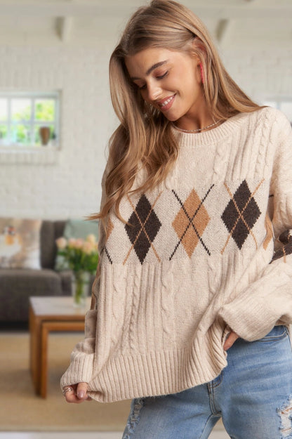 Diamond Cable Knit Sweater
