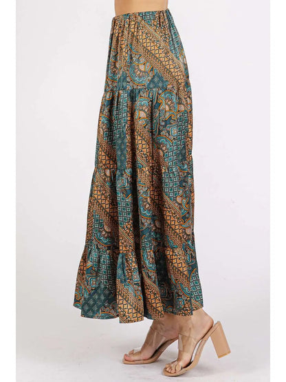 Paisley Patchwork Print Maxi Skirt