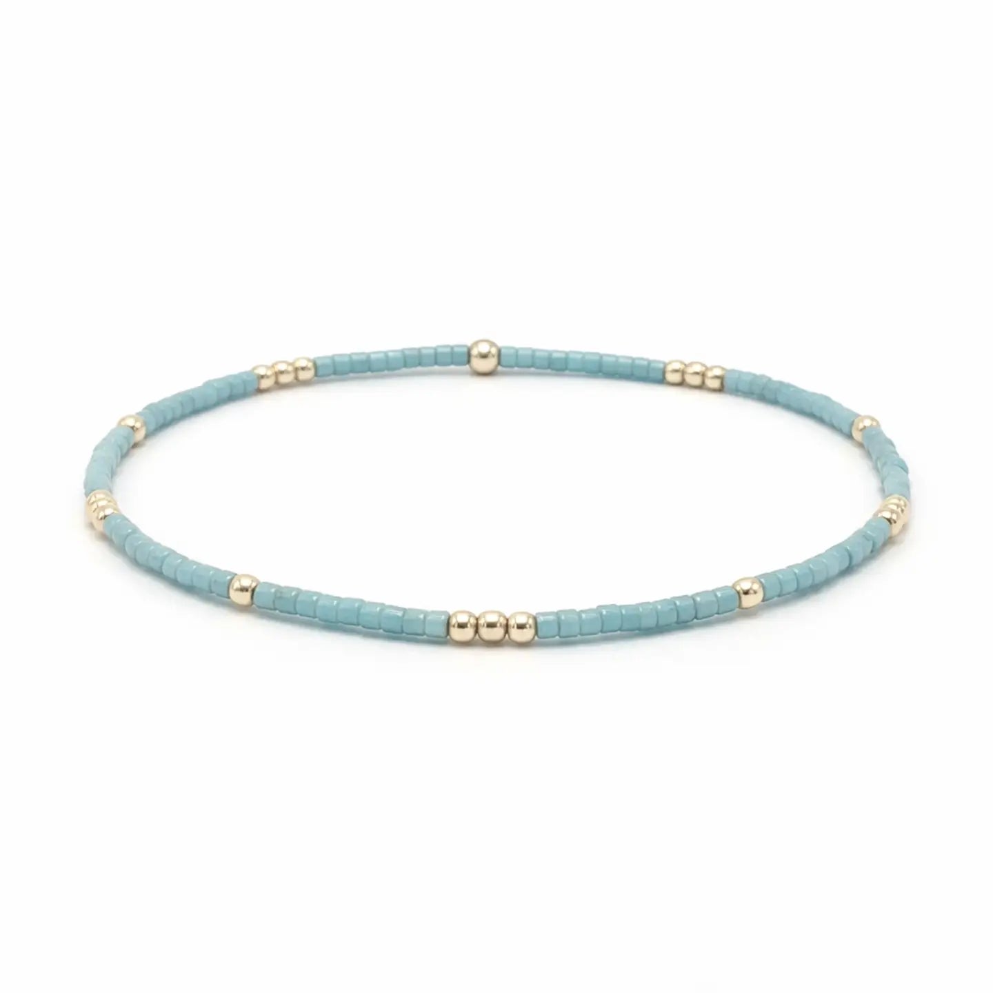 2mm Newport Pale Turquoise Blue + Gold Filled Waterproof Bracelet