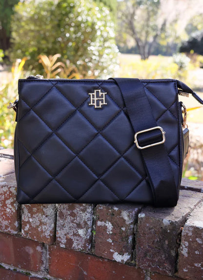 Ariana Crossbody in Black Quilted