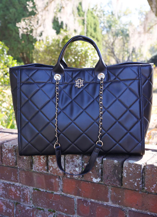 Melissa Tote Bag in Black Quilted