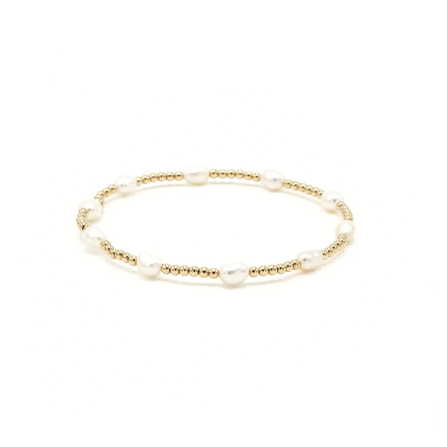 Petite Patterned Rice Pearl Bracelet with 14k Gold-Filled Beads