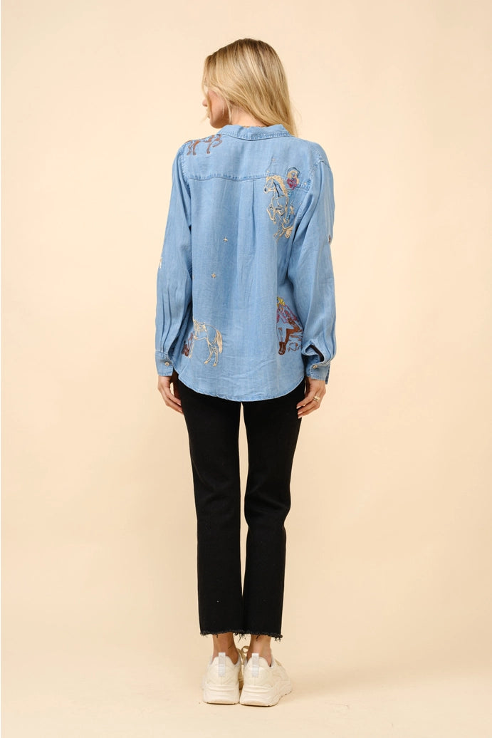 Embroidered Western Button Up