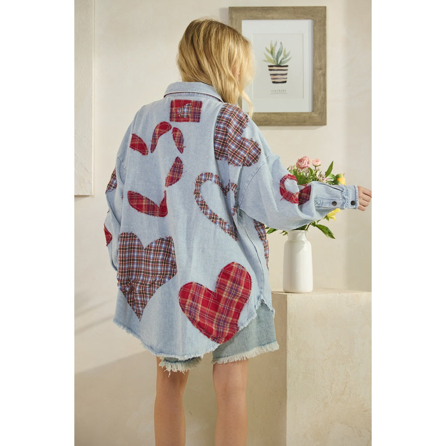 Plaid Heart Patchwork Buttondown