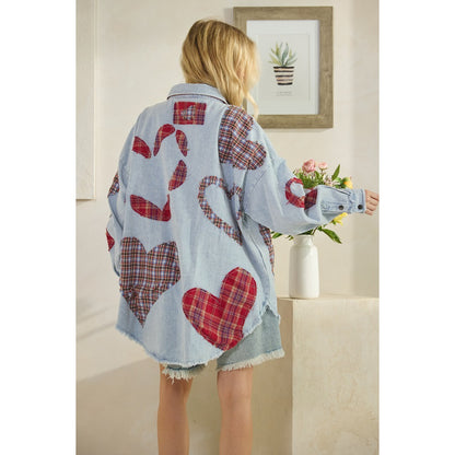Plaid Heart Patchwork Buttondown