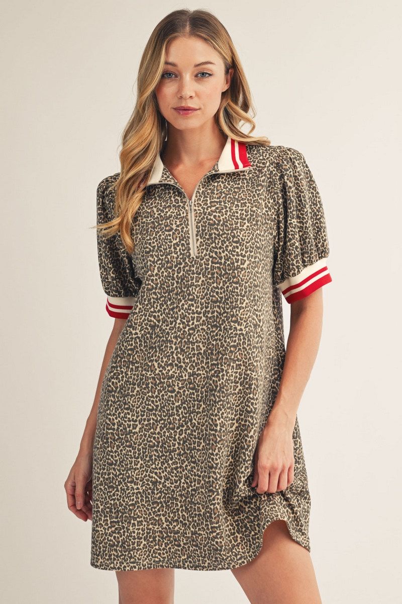 Leopard Zip Up Dress