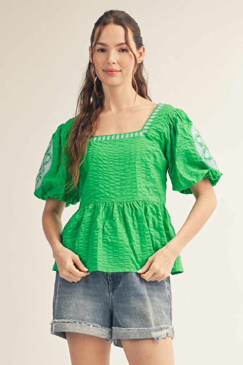 Square Neck Peplum Top