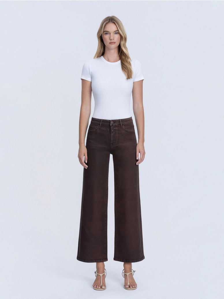 High Rise Chicory Coffee Wide Leg