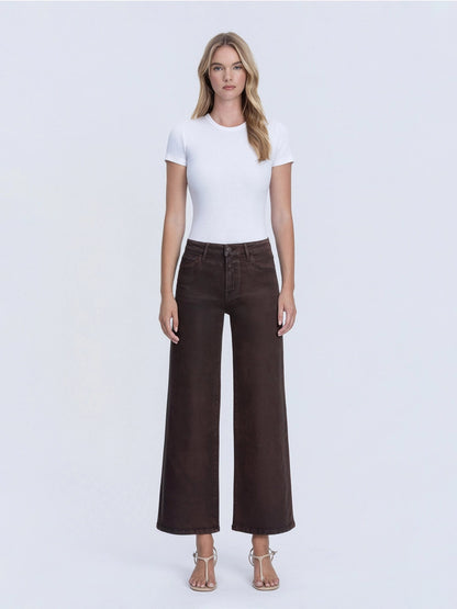 High Rise Chicory Coffee Wide Leg