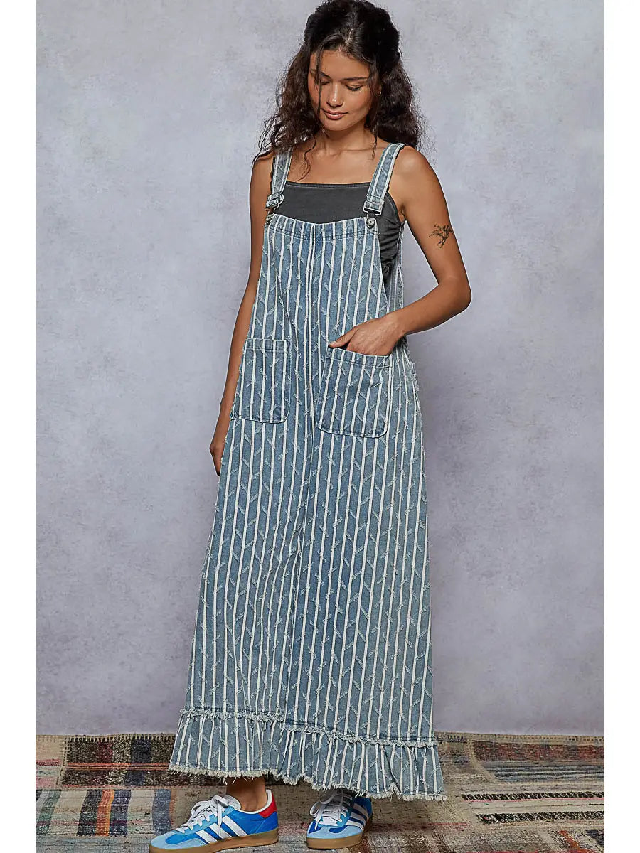 Embroidered Twill Overalls