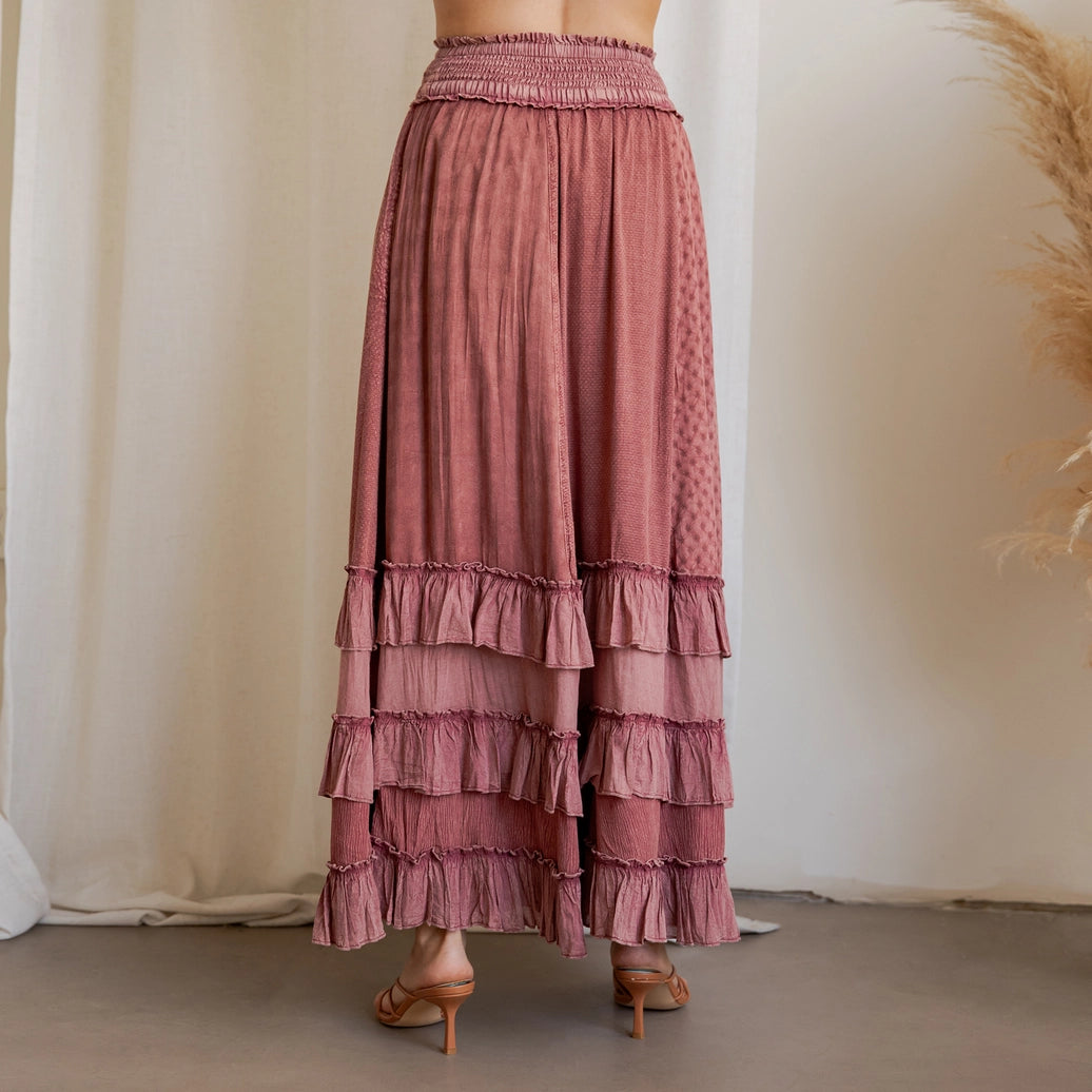 Rustic Smocked Maxi Skirt