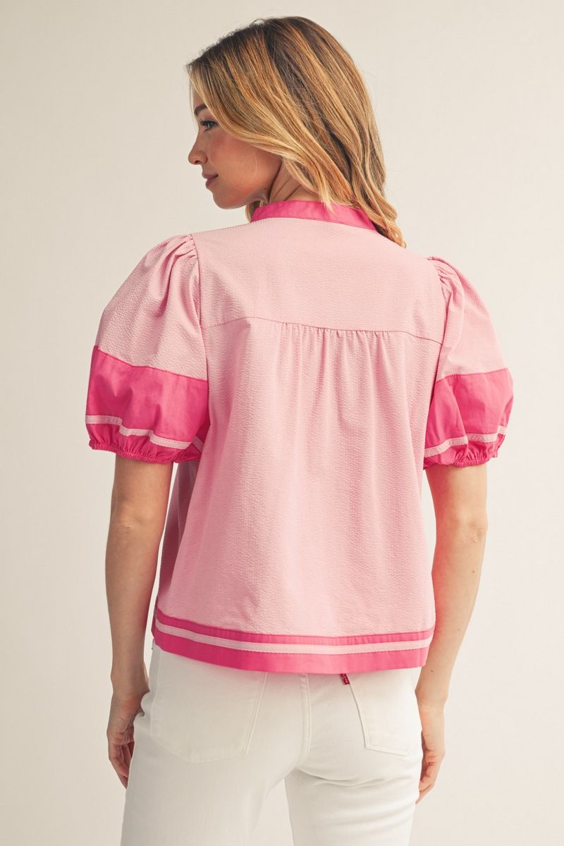 Colorblock Pink Blouse