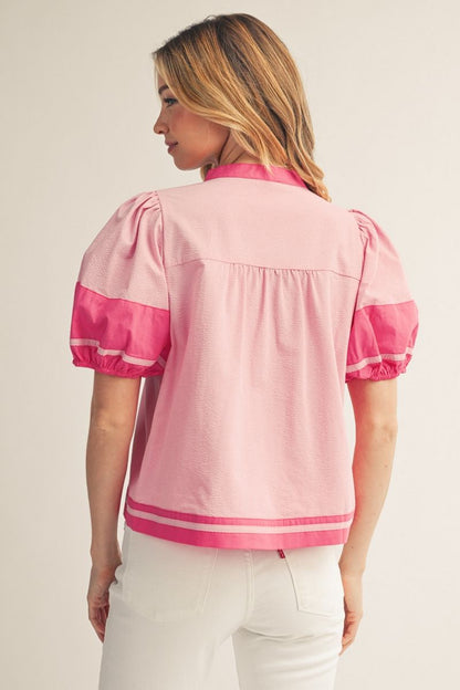 Colorblock Pink Blouse