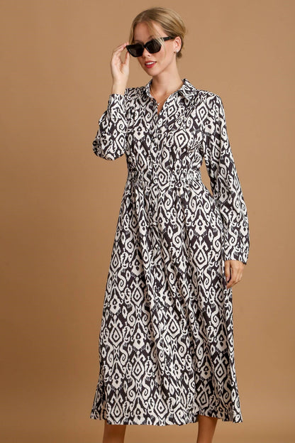 Abstract Placket Maxi Dress