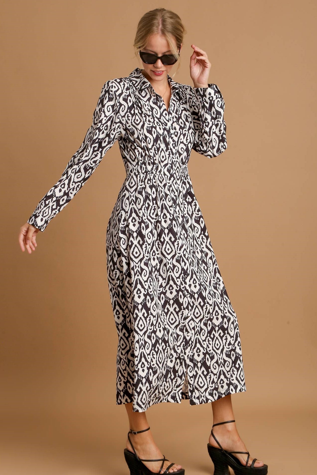 Abstract Placket Maxi Dress