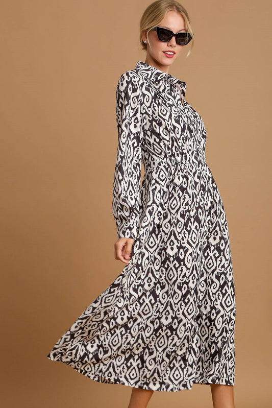 Abstract Placket Maxi Dress
