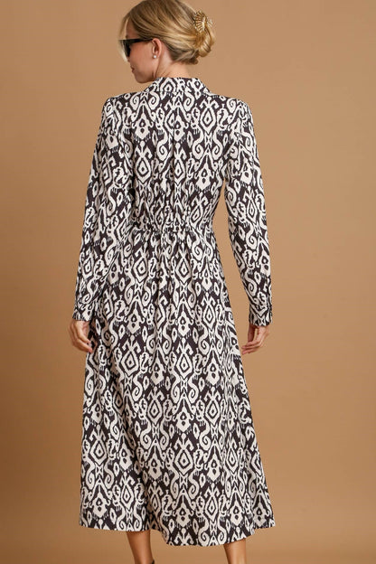 Abstract Placket Maxi Dress