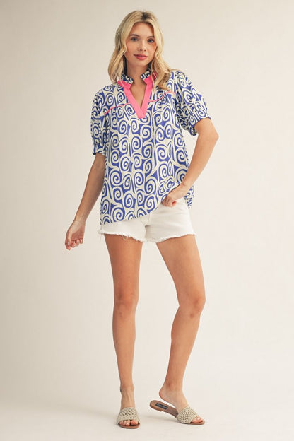 Swirl Ruffle Top