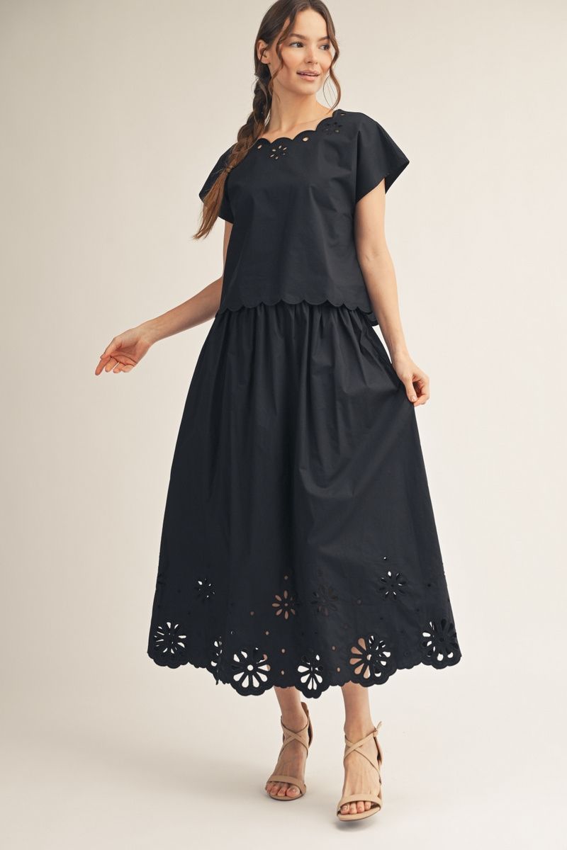 Eyelet Drop Shoulder Blouse