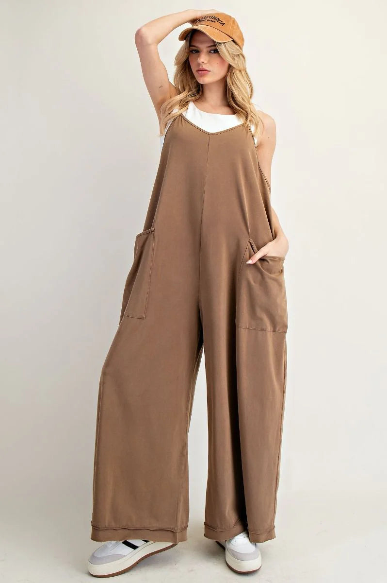 Mineral Wash Cotton Jumpsuit