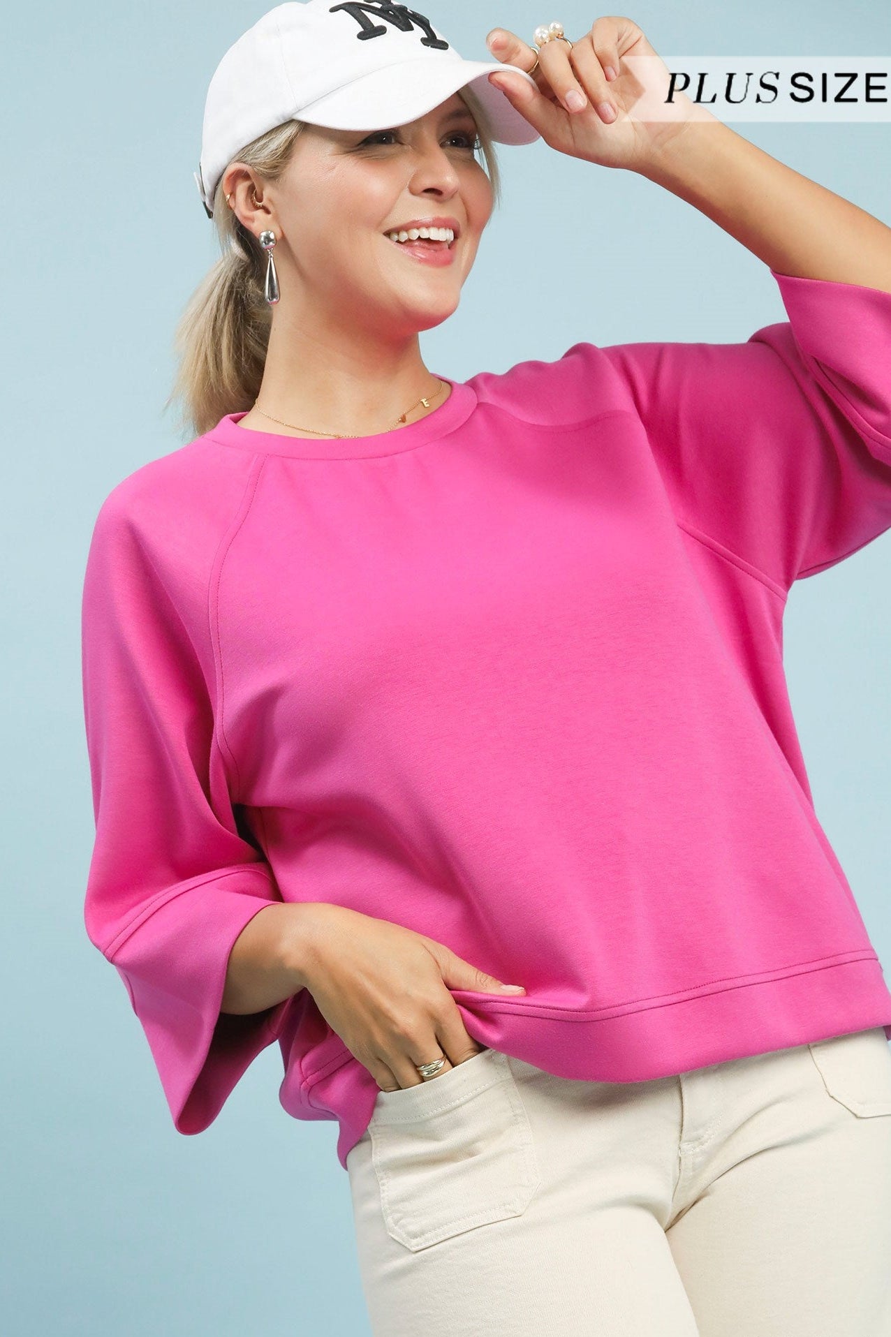 3/4 Sleeved Drop Shoulder Top