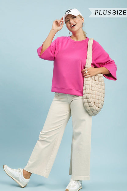 3/4 Sleeved Drop Shoulder Top