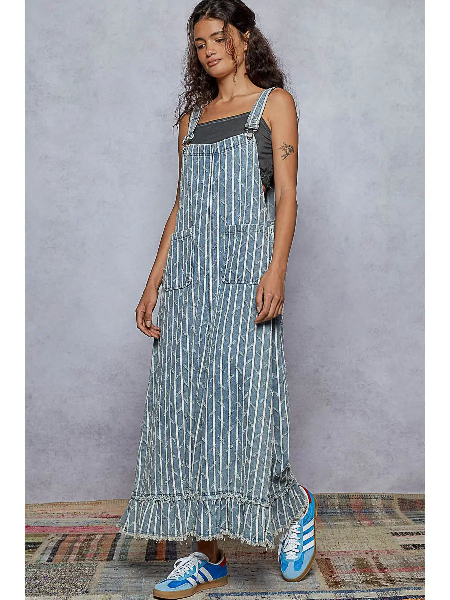 Embroidered Twill Overalls