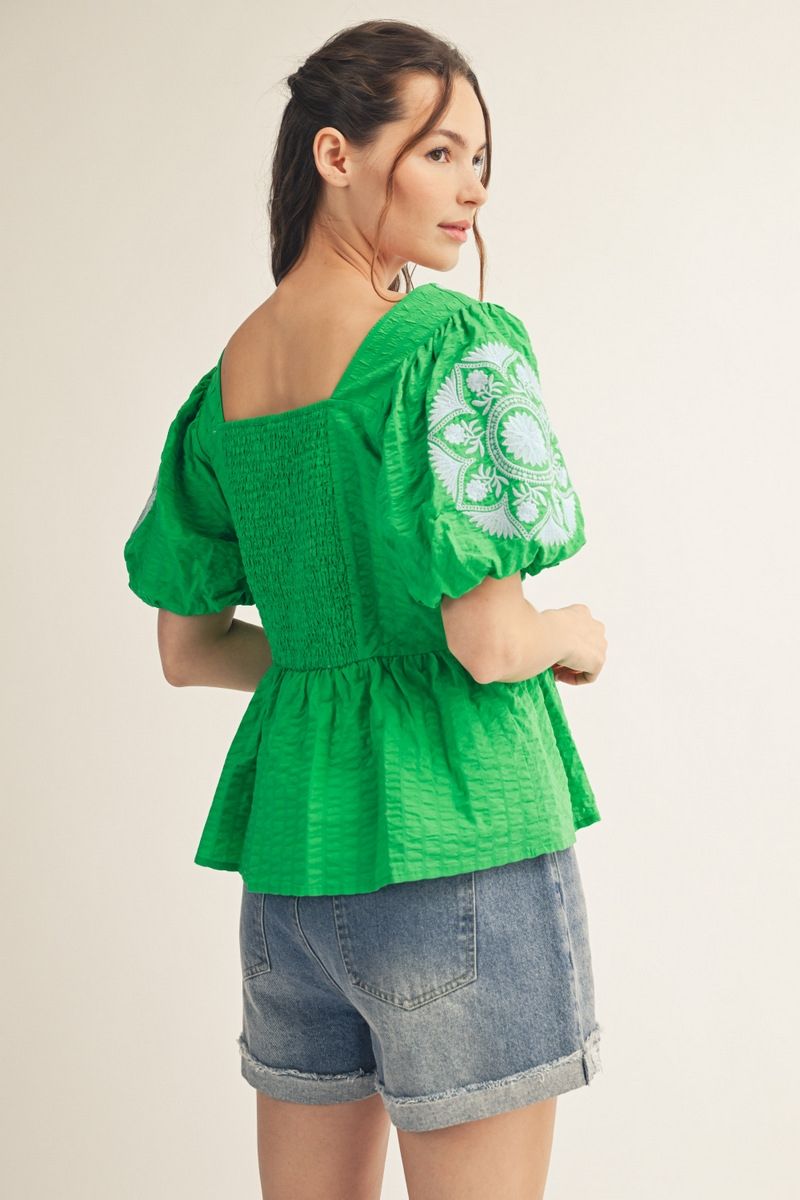 Square Neck Peplum Top