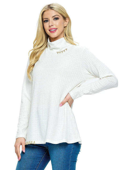 Ribbed Knit Mock Neck